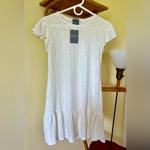 NWT Dress White Eyelet Olivia Rae Summer Stretch T Knit Swim Cover SZ S